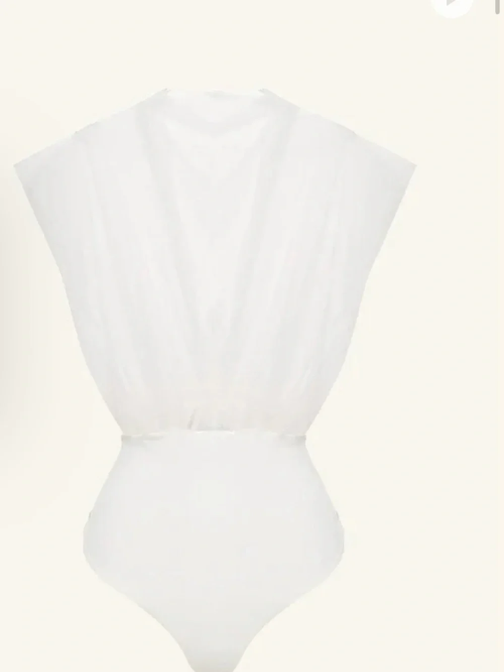 Shona Joy Ivory Tulle Bodysuit - Picture 3 of 5